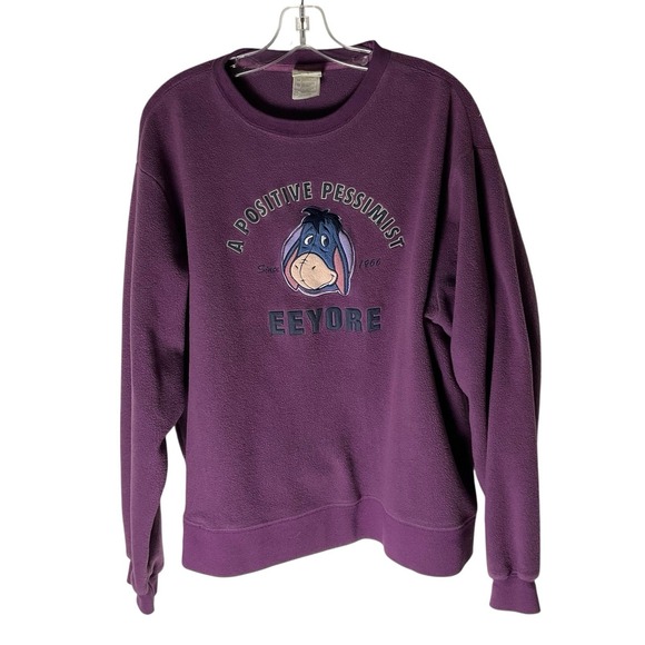 Disney Tops - Disney Eeyore Positive Pessimist Fleece Pullover Sweatshirt Purple Size XL